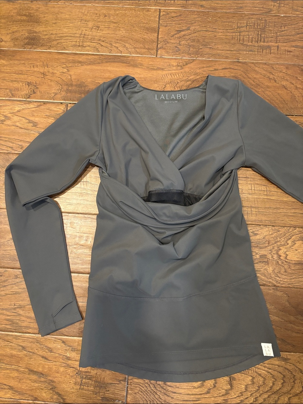 Lalabu Long Sleeve Wrap Nursing Dress - Gray